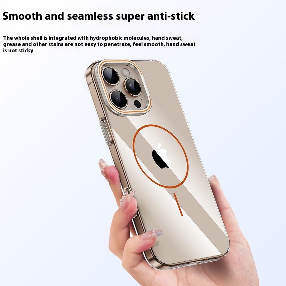 For iPhone 16 Pro Case Compatible with MagSafe Lens Frame Kickstand Clear PC Phone Cover