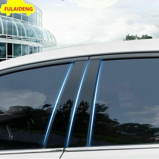 6P For Nissan Kicks 2018-2020 Black Door B,C Pillar Mirror Plate Molding Strips