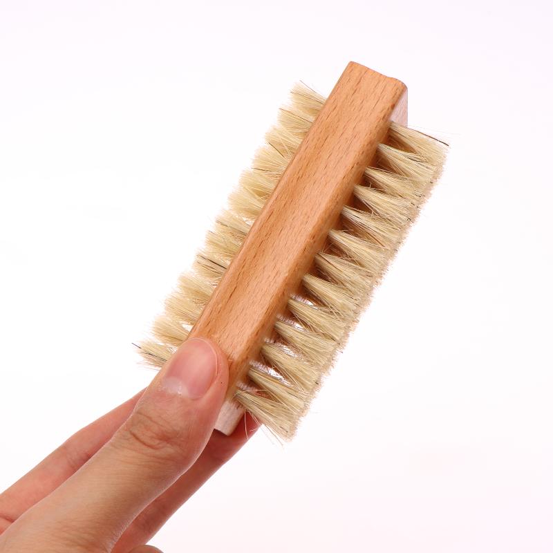 1Pcs Manicure Pedicure Wood Handle Soft Remove Dust Nail Cleaning Brush Double-Sided Nail Brush For Nail Care Scrubbing Tools