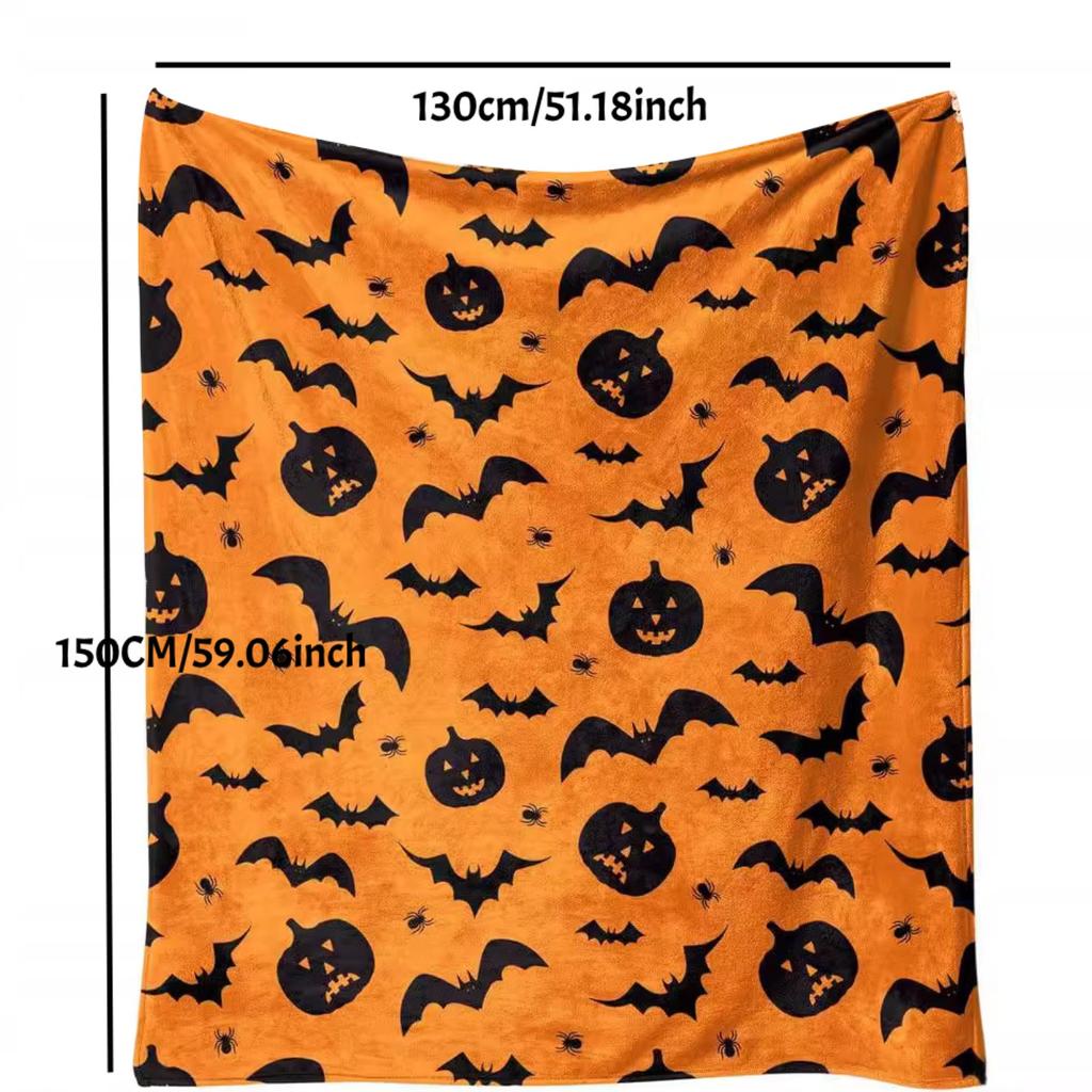 Halloween Blankets Pumpkin Bat Pattern Printed Blanket Warm Flannel Soft And Light Blanket Pillowcase Blanket Bedspread Bedroom