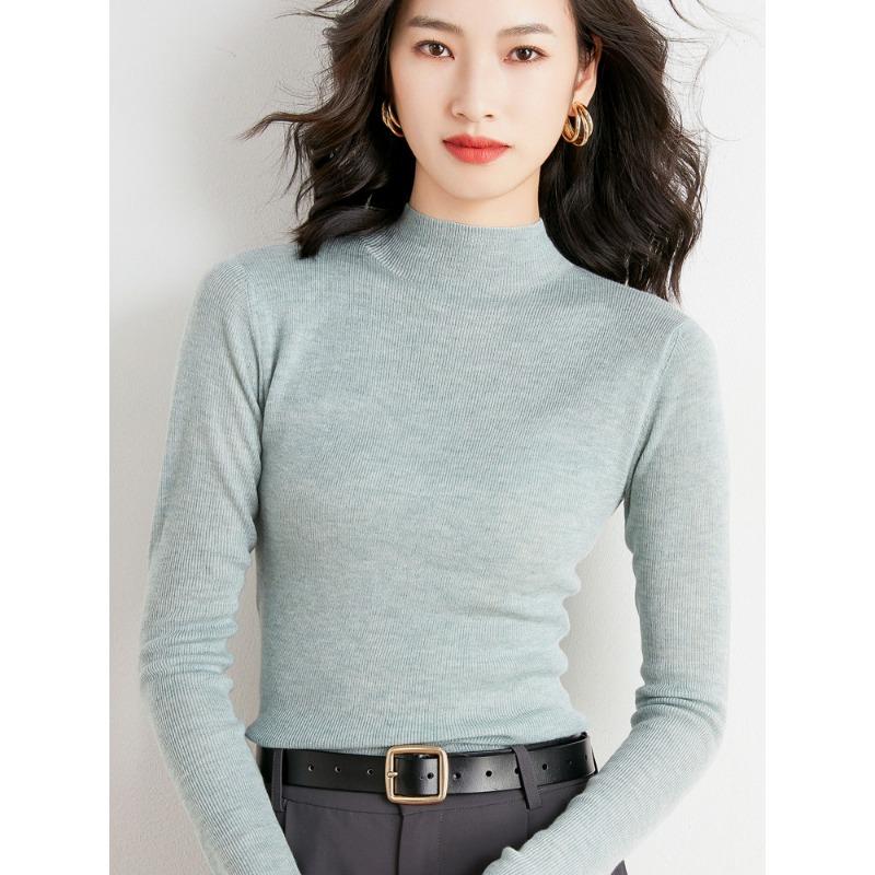 Semi-turtleneck bottoming sweater women's spring and autumn new autumn clothing thin long-sleeved tight autumn and winter knitted sweater