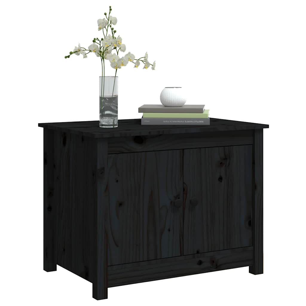 Vidaxl Stolik Kawowy, Czarny, 71X49X55 Cm, Lite Drewno Sosnowe