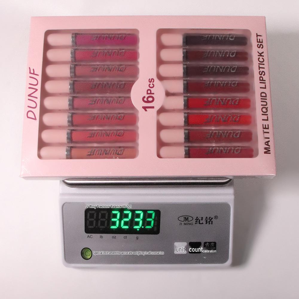 DUNUF 16-Piece Waterproof, Long-Lasting Lip Gloss Set - Non-Staining Lip Glaze