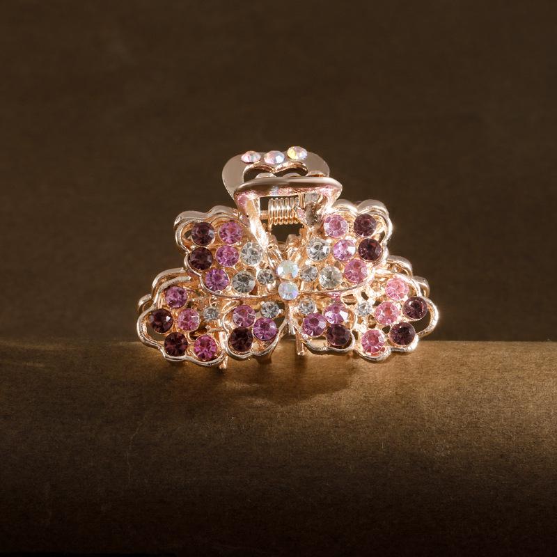 Elegant Rhinestone Butterfly Hair Claw - Premium Women s Fashion Hair Clip, Medium Small Accessory фиолетовый
