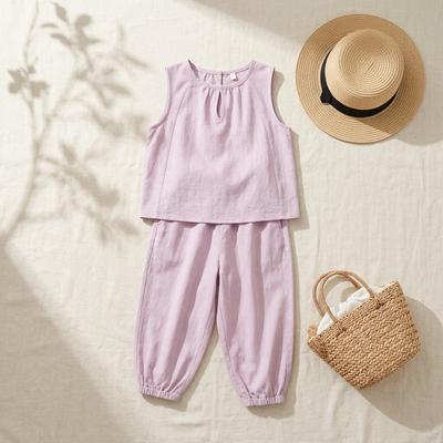 Girls' Summer Outfit Set: Vest Top And Long Pants Casual Pajamas Air-Conditioning Wear Two-Piece Class A