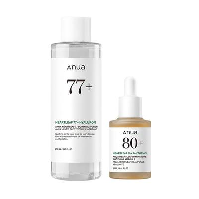 ANUA Dokudami 77 Soothing Toner 250ml Dokudami 80 Moisture Ampoule 30ml 2 STEP Set Fluctuation Skin Soothing Care Set Moisturizing Moist Lotion Oily