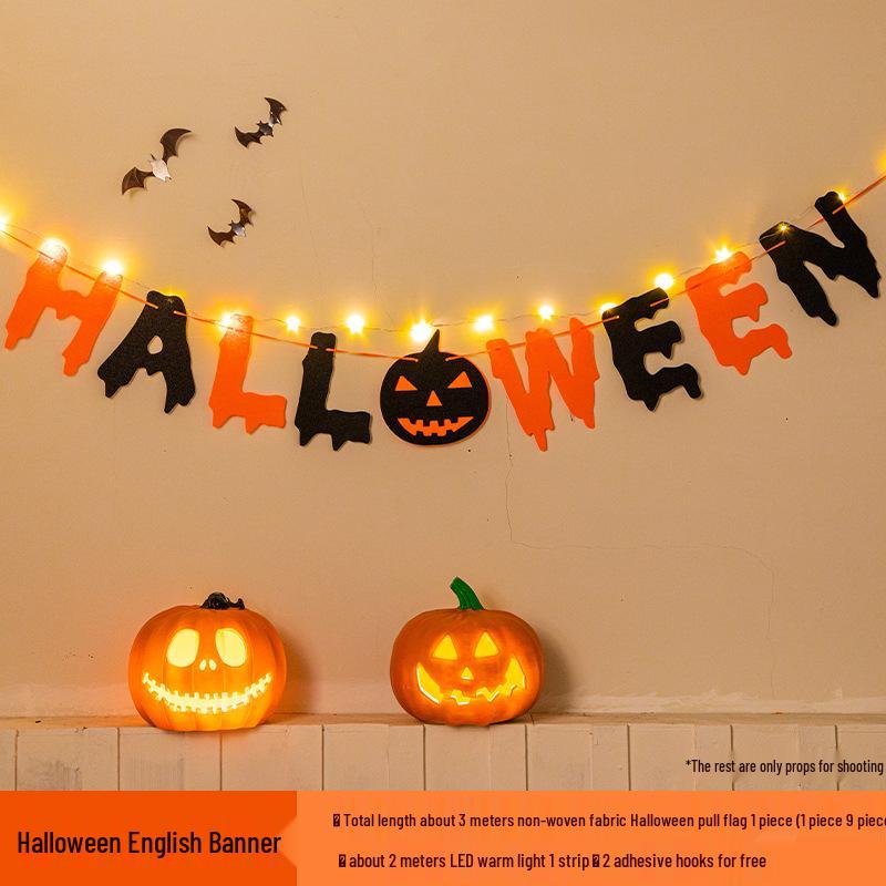 Luminous Halloween Party Pumpkin Bunting Decoration for Mall and Store Events