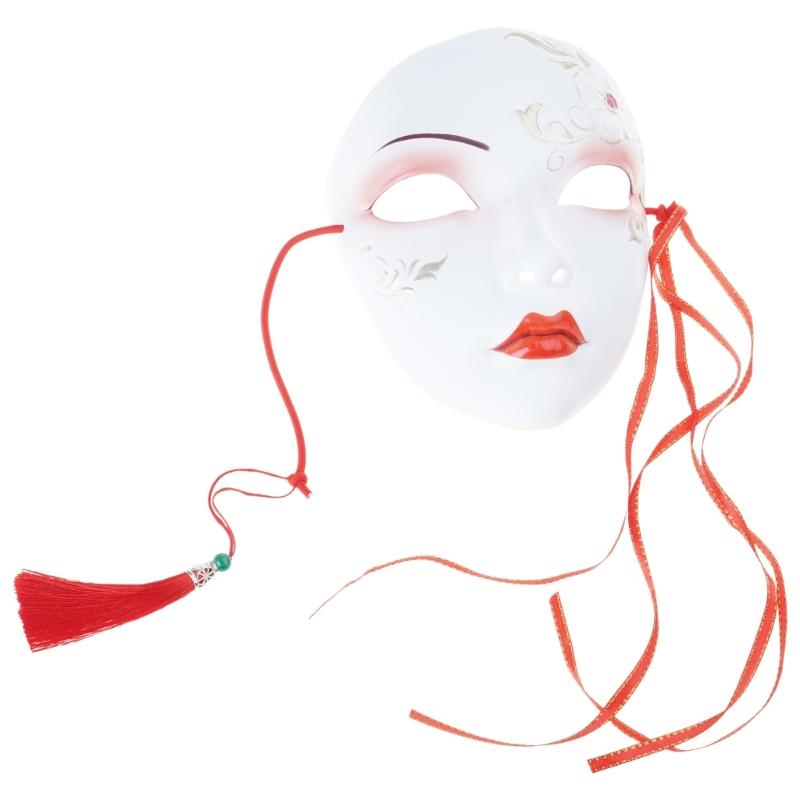 Hand Painted Mask Halloween Party Mask Full Face Mask Masquerade Mask for Women Cosplay Halloween Costume Accessories