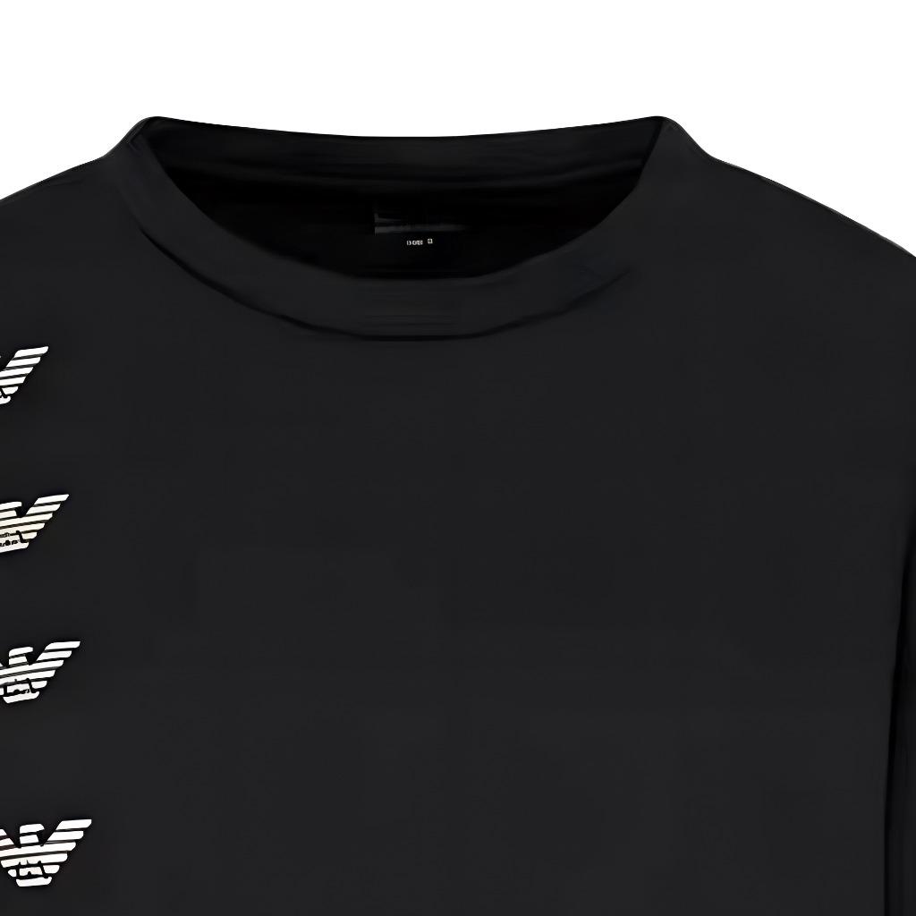 Emporio Armani Ss23 Solid Color Crew Neck Logo Print Sweatshirt Women Sweatshirt Black 6LTM27-TJJRZ-0200