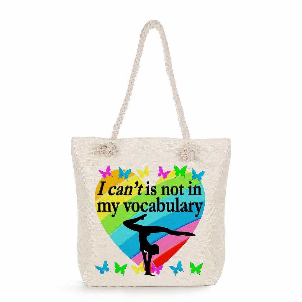 Multifunctional Gymnastics Printed Thick Rope Shoulder Beach Bag Casual Large Capacity Handbag 0244 CLE