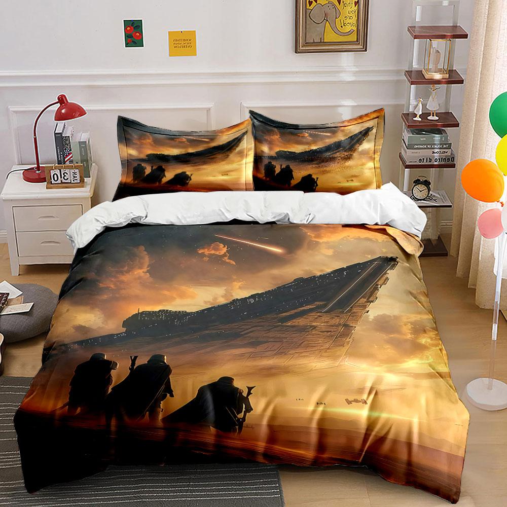 Spaceship, soldiers, fiery sky. Bedding sets Duvet cover sets Duvet covers Pillowcases(1 * Duvet Cover 2 * Pillowcases without duvet insert) 135x200cm