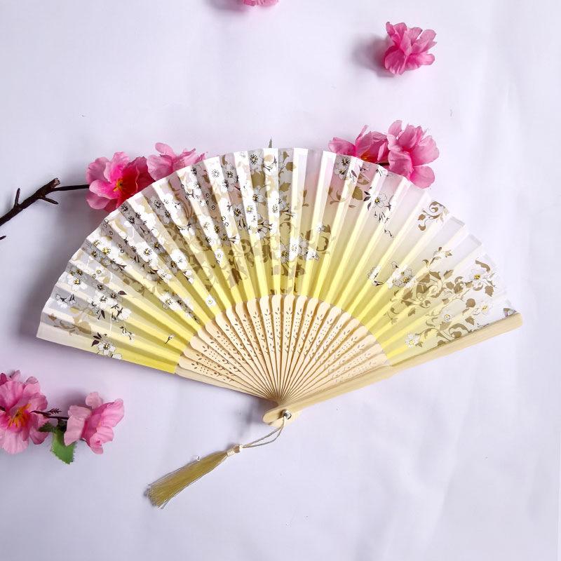 Vintage Bamboo Silk Women's Folding Fan - Portable Dance Gift