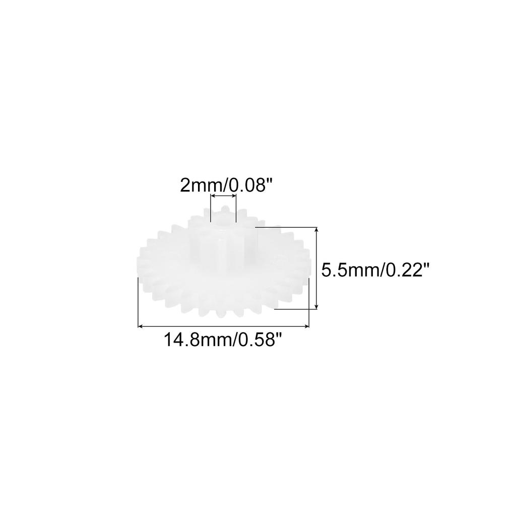 Uxcell 60pcs Plastic Gears, 28 Teeth, Plastic Double Gear Model, 28102BA, Reduction Gear for RC Car Models, DIY Robots, White, Module 0.5