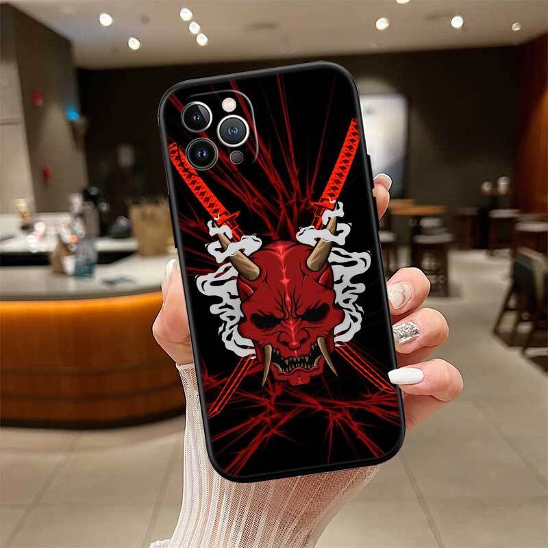 Japan Samurai Mask Case for Samsung M55 M35 M15 A02 A05S A05 A06 A15 A12 A13 A10 A16 A20 A22 A24 A25 A30 A31 A32 A33 A35 A42 A50