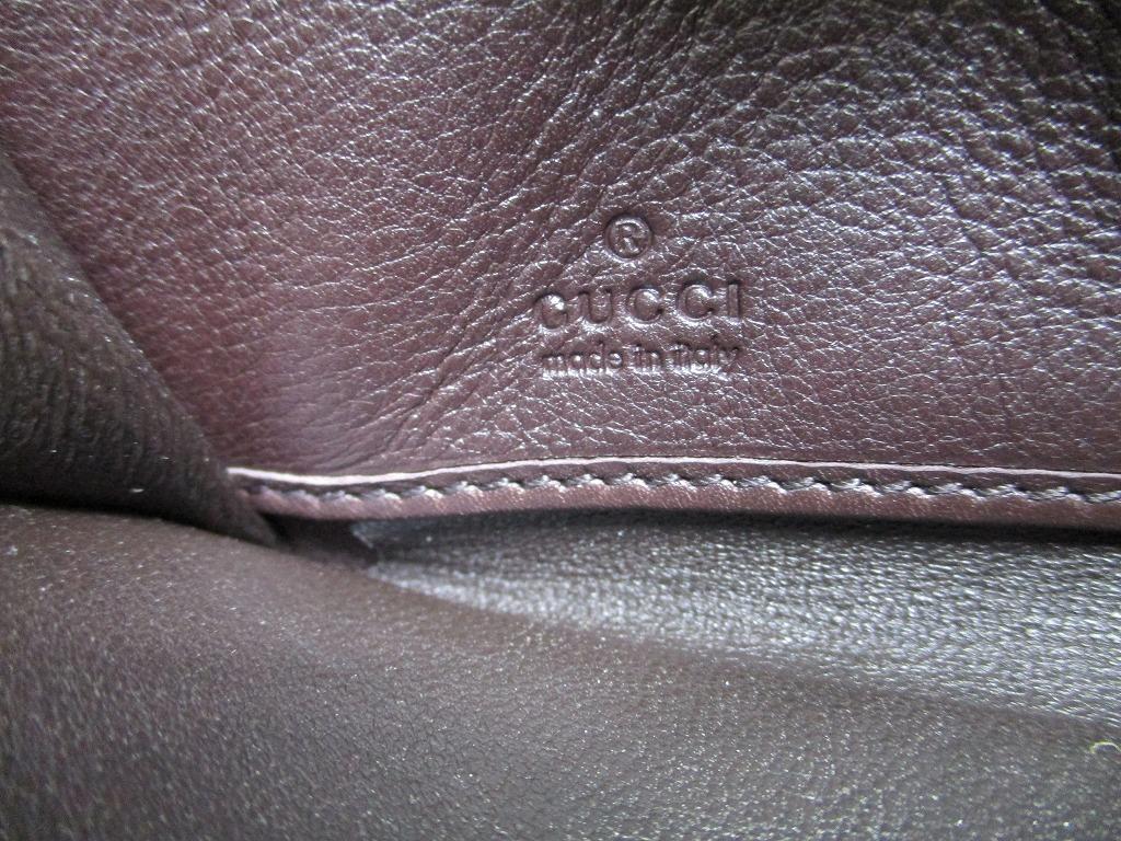 Authentic GUCCI GG Dark Brown Leather Round Zip Wallet #a735  Refurbished