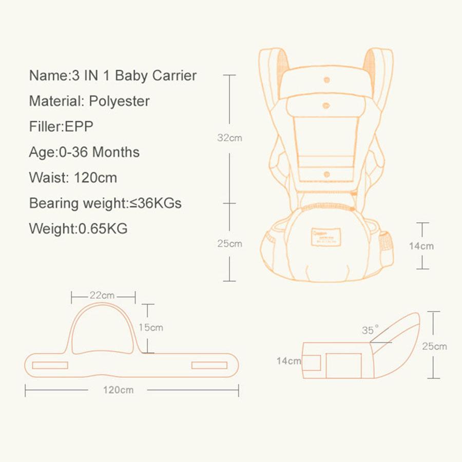 Ergonomic Baby Carrier Infant Kid Baby Sling Front Facing Kangaroo Baby Wrap Carrier for Baby Travel 0-36 Months