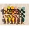 Kids Wooden Toys Beech Rainbow Coins and Rings Stacking Blocks with Peg Dolls Loose Parts