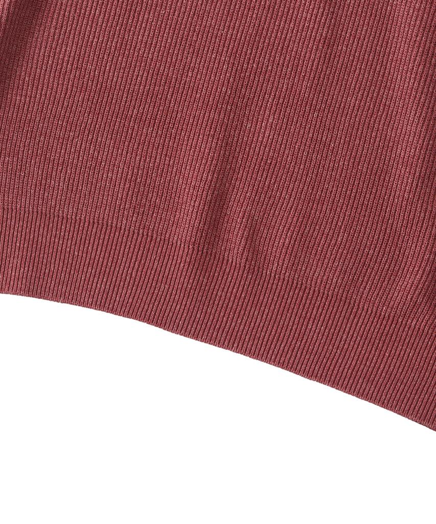 ANALOG MOOD Hacci Button-Up Collar Short Sleeve Knit (Brick)