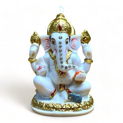 Siddhi Vinayak Ganesh Idol | Marble Dust Ganesh Idol | Ganesh Idol for Home Decor | 4.5 Inch Handmade Ganesh Statue