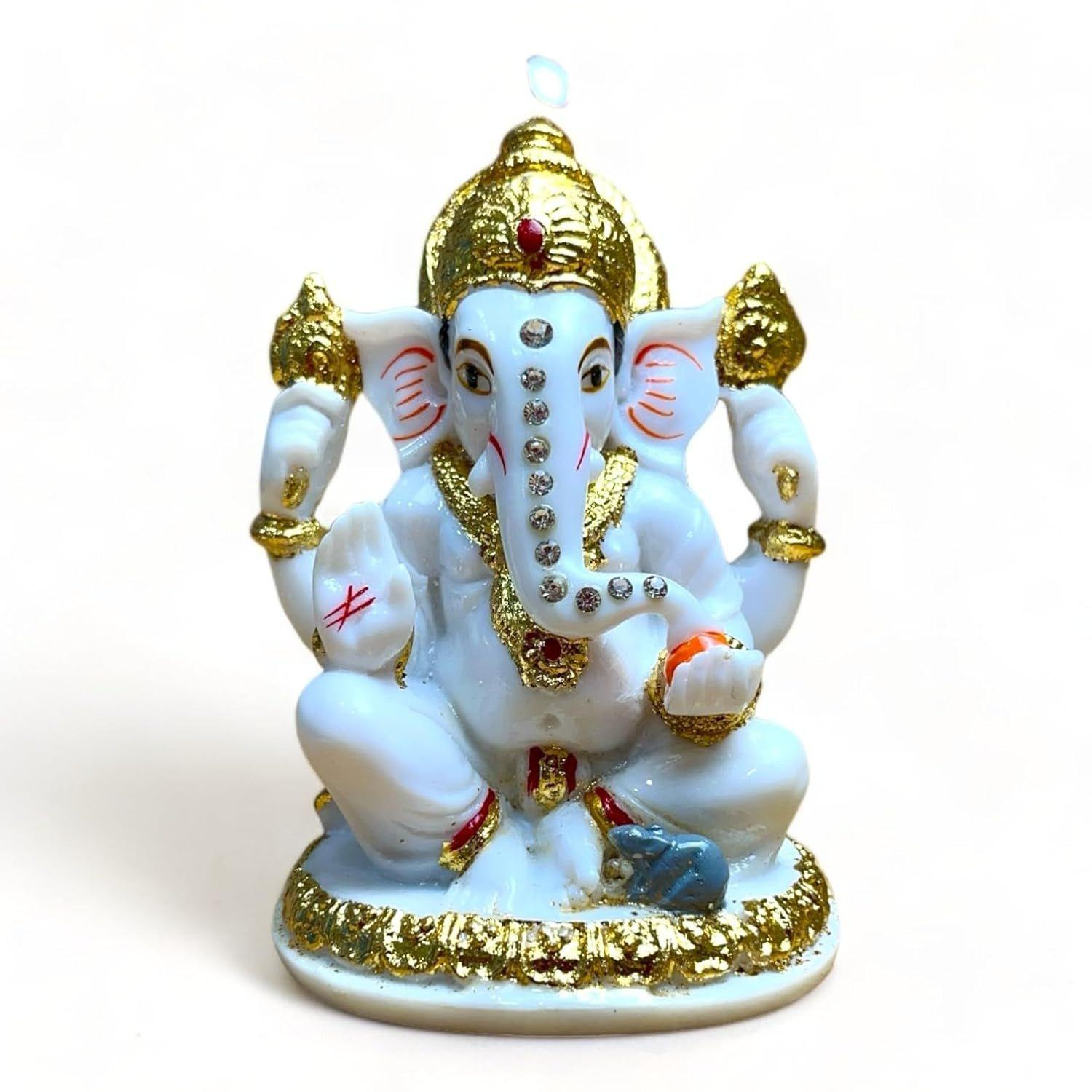 Siddhi Vinayak Ganesh Idol | Marble Dust Ganesh Idol | Ganesh Idol for Home Decor | 4.5 Inch Handmade Ganesh Statue