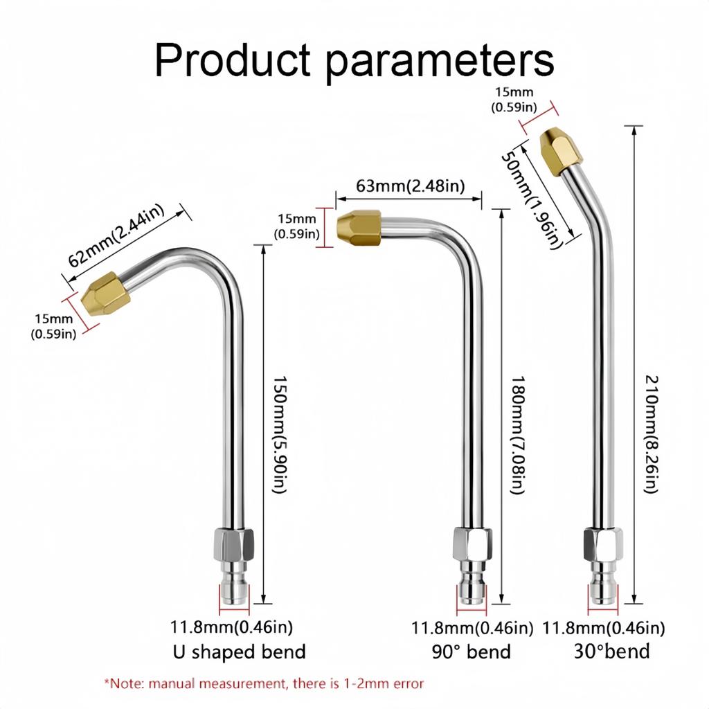 Metal Rod Jet Lance For Pressure Washer Elbow Multi-Angled 30°/90°/U-Shape Water Gun Extension Wand Lance With 1/4 Quick Connect