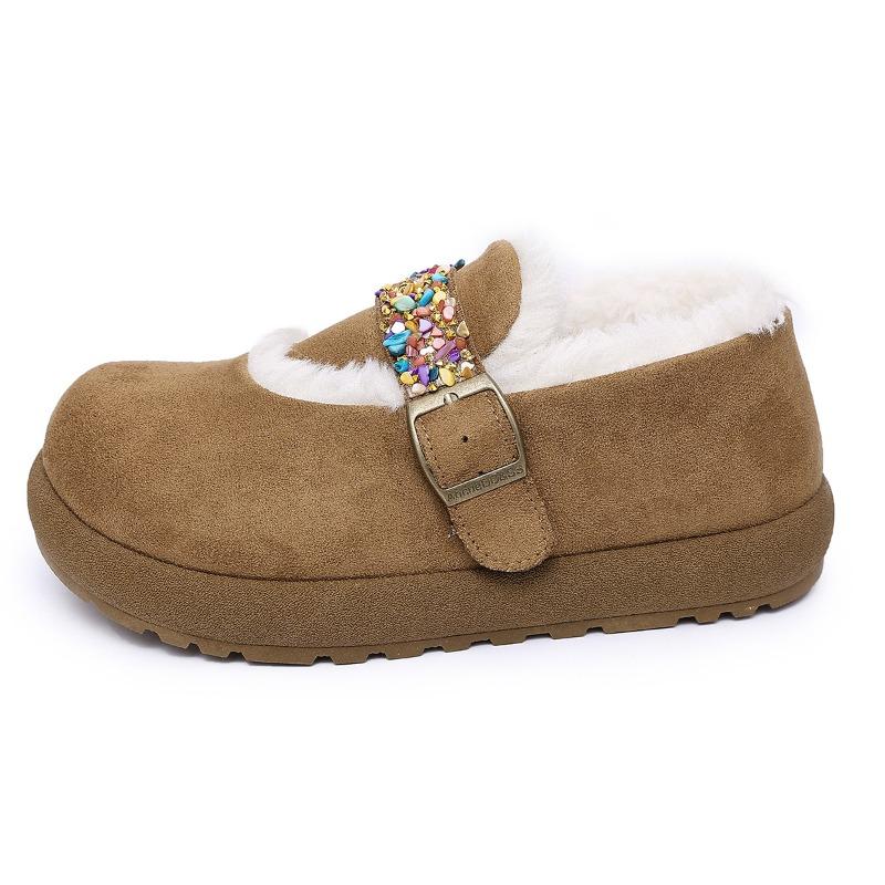 Winter fluffy shoes women's retro wind thick-soled piled thickened snow boots women's shoes