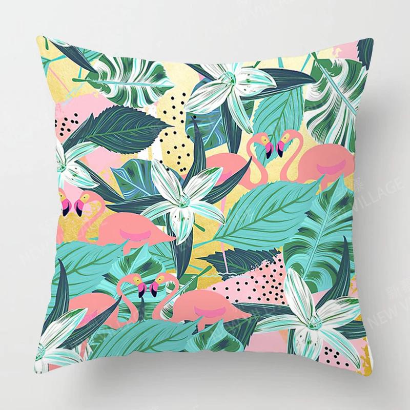 Creative Plant Leaf Patterns Throw Pillow Cover With Short Plush Print Living Room Sofa Decoration Cushion Cover Pillow Covers