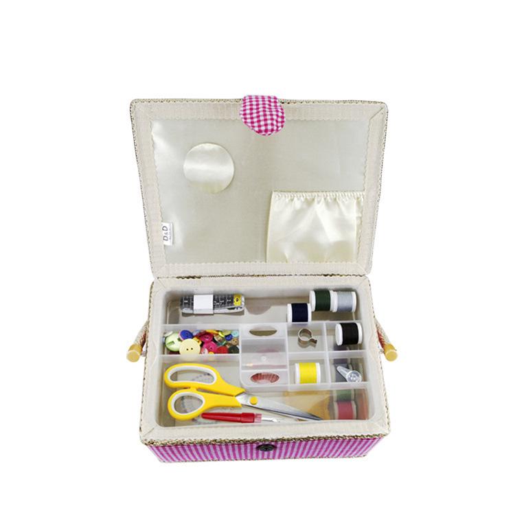 European Style Large Household Sewing Kit - Portable Fabric Storage Basket with DIY Supplies, Needle, and Thread.