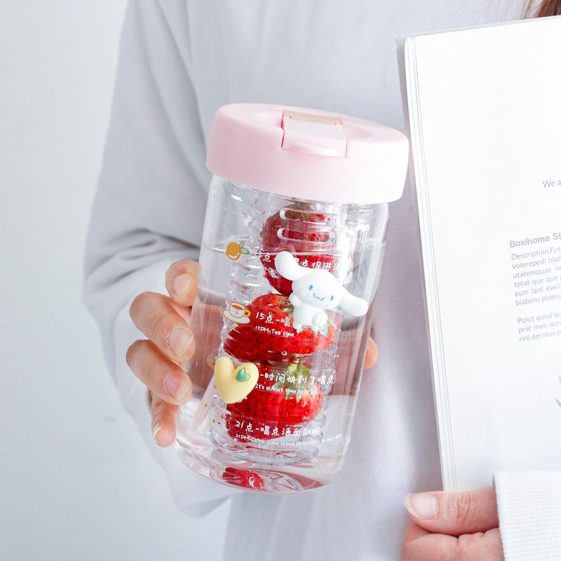 550 ML New Glass Water Bottles With Straw Tea Infuser Filter Clear Cute Flower Tea Water Separation Bottle For Girls School Cups