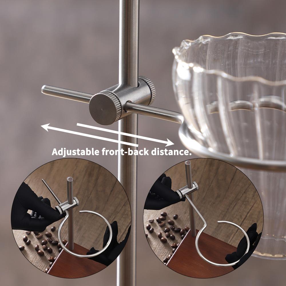 360° Rotatable Height Adjustable Metal Drip Stand - Silver Luxury Vintage, Coffee Tea Dual - Use Filter Holder
