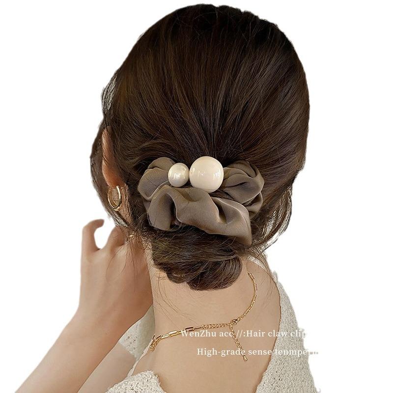 Elegant Pearl Large Scrunchie for Women Sweet Hair Ornament Simple Elastic Hairband Hair Tie Fashion Hair Accessories