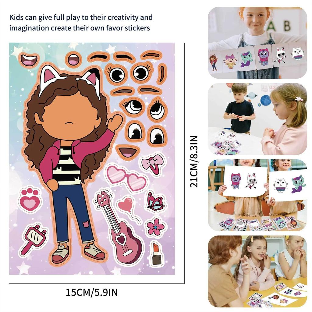 Gabby Cat Dolls Cartoon Stickers Birthday Party Decoration Diy Sticker Luggage Guitar Waterproof Graffiti Baby Shower Kids Toys*
