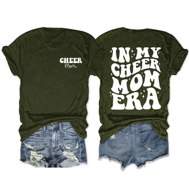 In my cheer mom era cheer mom crew neck casual T-shirt double-sided printing loose short sleeves