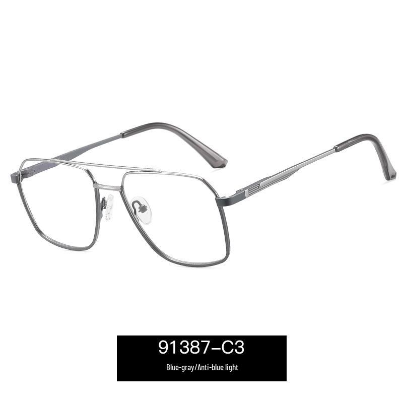 Men's Trendy Double Bridge Eyeglass Frames – European & American Style, Face Slimming, Prescription Ready