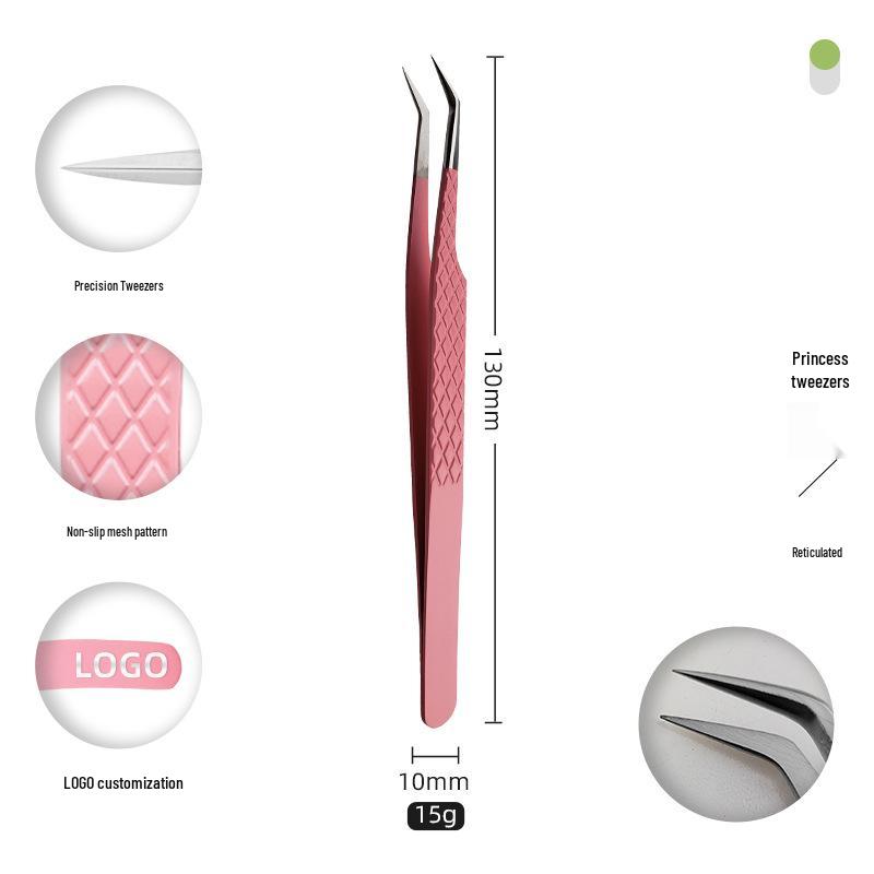 Golden Feather Stainless Steel Eyelash Tweezers for Grafting and Extensions