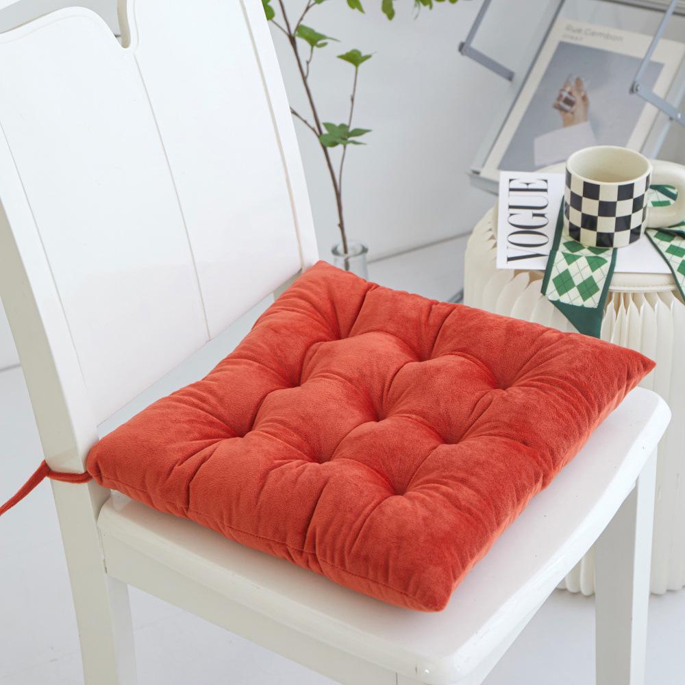 Gold Medal Crystal Velvet Chair Cushion with Straps - Thickened and Pure Color for Office Use