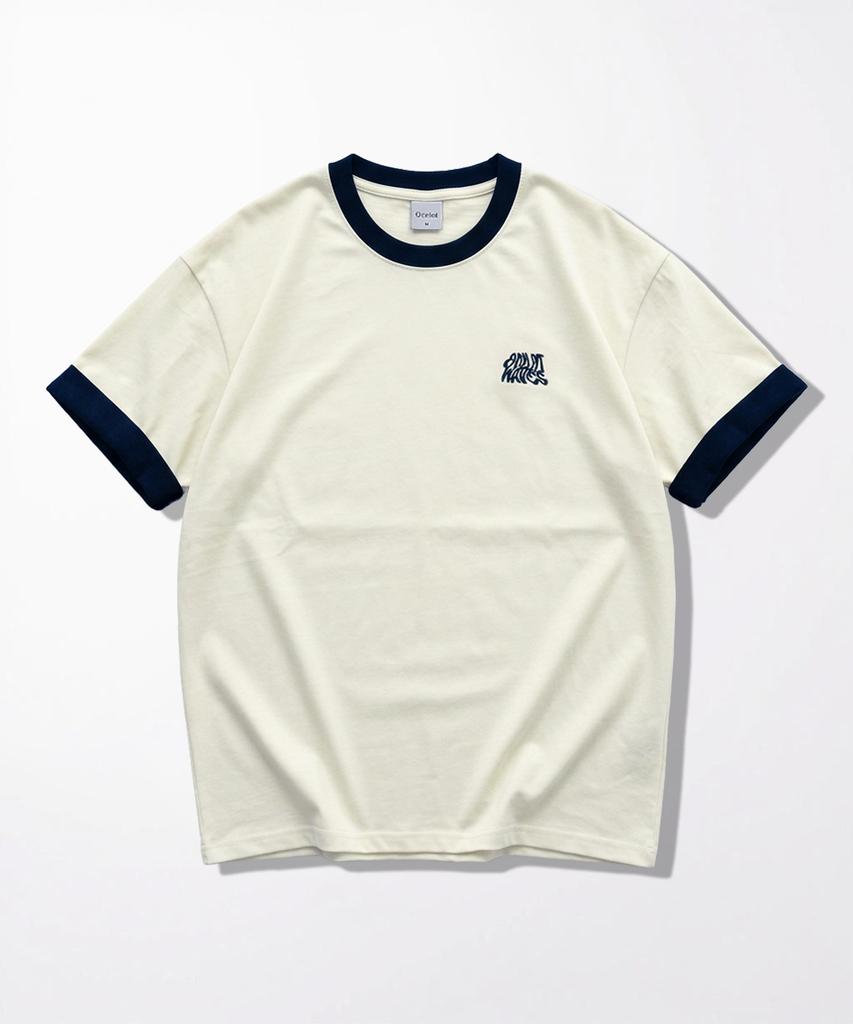 Osillos C106 Roll-Up Trim Ringer Short Sleeve T-Shirt_Cream