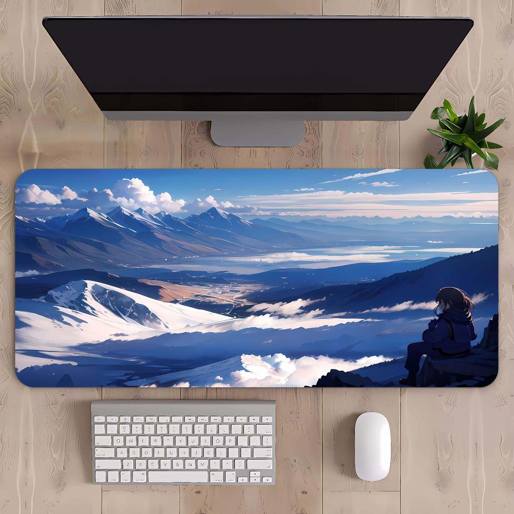 Extra Large Mountain Landscape Mouse Pad with Thickened Lock Edge for Office Desks