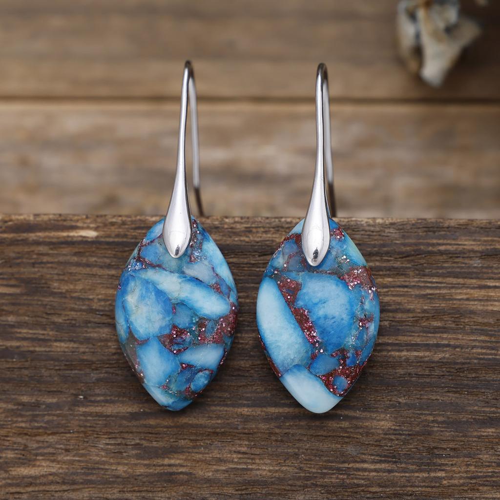 Luxury stone water drop apricot earrings, simple luxury copper plated real gold earrings, French retro earrings.