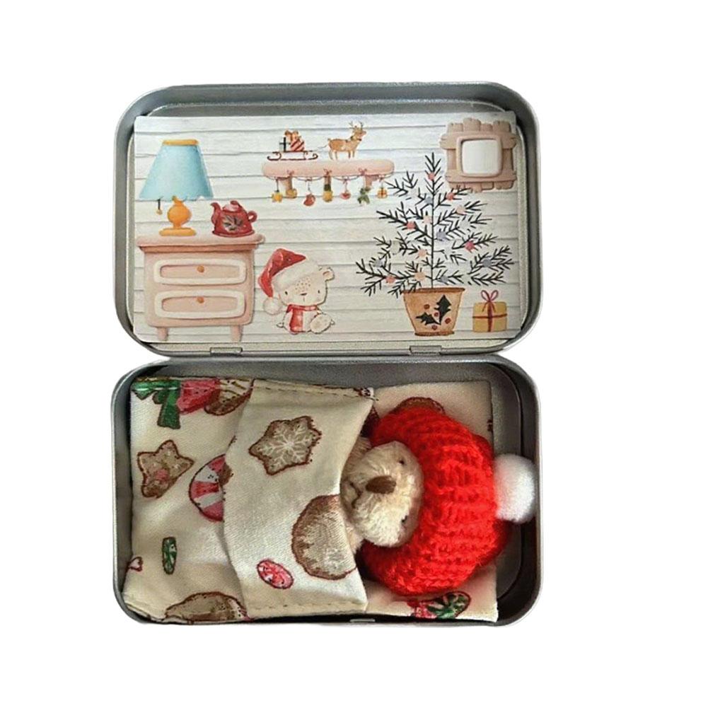 Pocket Bear Tin Mini Bear Pocket Toys Gift Stress Little Day Plush Buddy - Bear Lush Mini Bear Doll Children's Tin Box Doll New