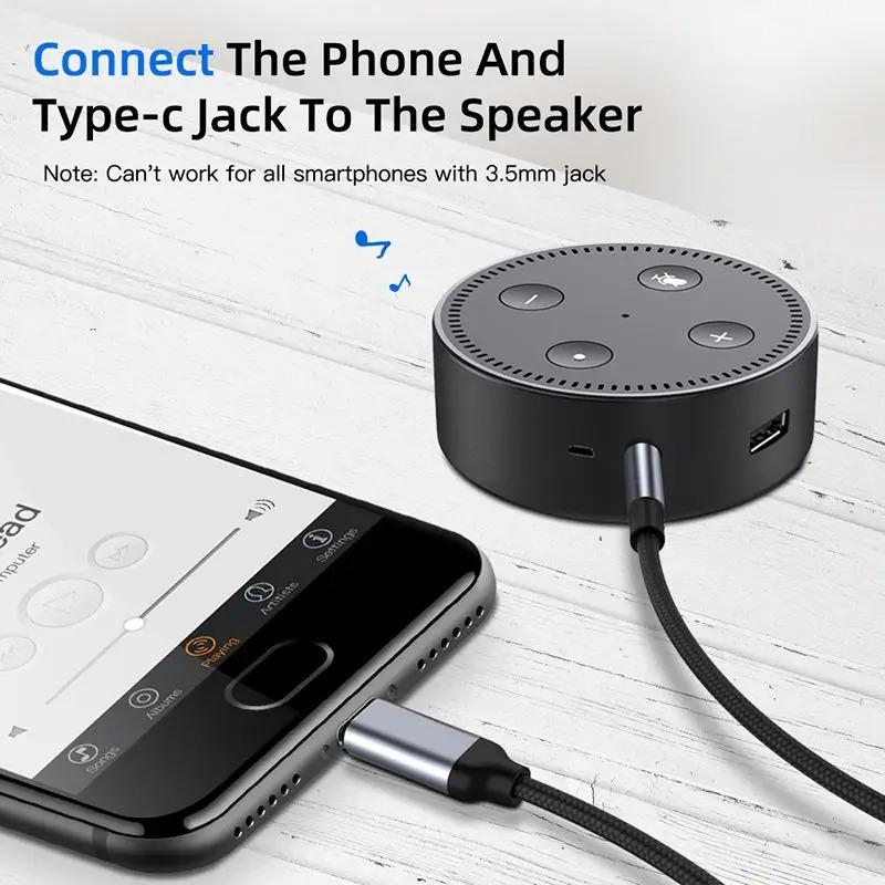 USB C To 3.5mm Jack AUX Audio Cable Car Speaker HiFi Headphone Headset Adapter For iPhone 16 Pro Samsung Xiaomi Huawei Google