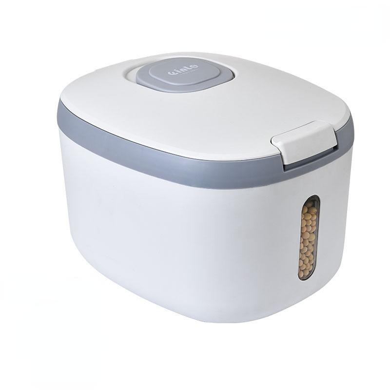 

Большой контейнер для хранения продуктов питания, вращающиеся бочки для риса, герметичный диспенсер для зерновых, ящик для зерна, кухонная организация хранения еды 5KG серый