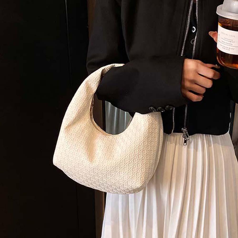 Texture Woven Embossed Hobo Anti-splash Water Crescent Pouch Portable Underarm Bag  Students