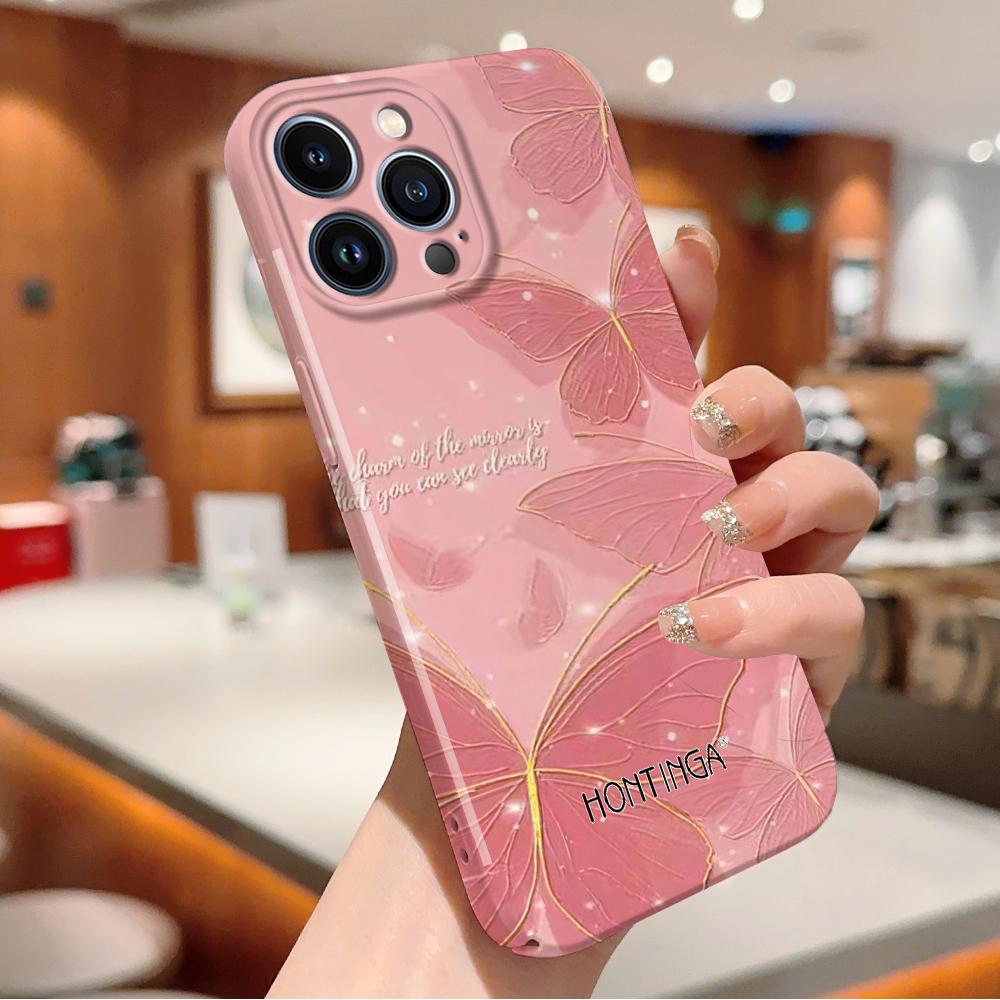 For iPhone 16 15 Samsung S23 S22 A13 A23 A52 A33 Huawei Honor Xiaomi Redmi OPPO Vivo Cartoon Colorful Butterflies Design Hard Shockproo Phone Case
