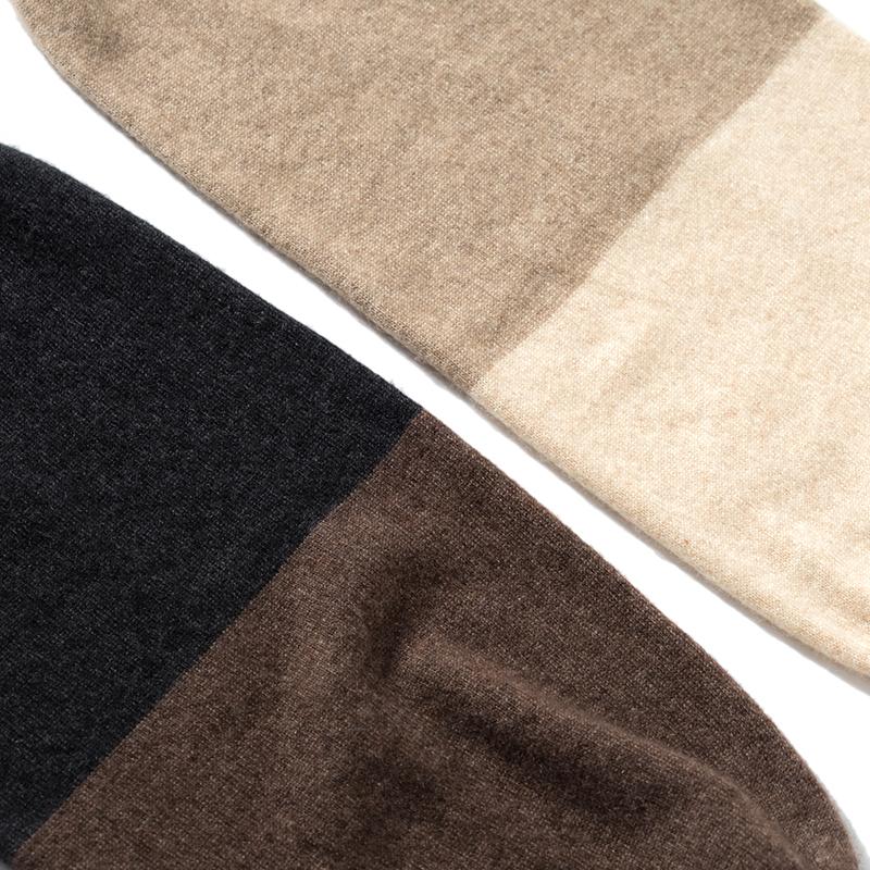 Ladies' 100%Cashmere Double-Sided Double Layered Thick Wearable Knitted Hat For Winter Warmth Contrasting Color Pile Cap For Men