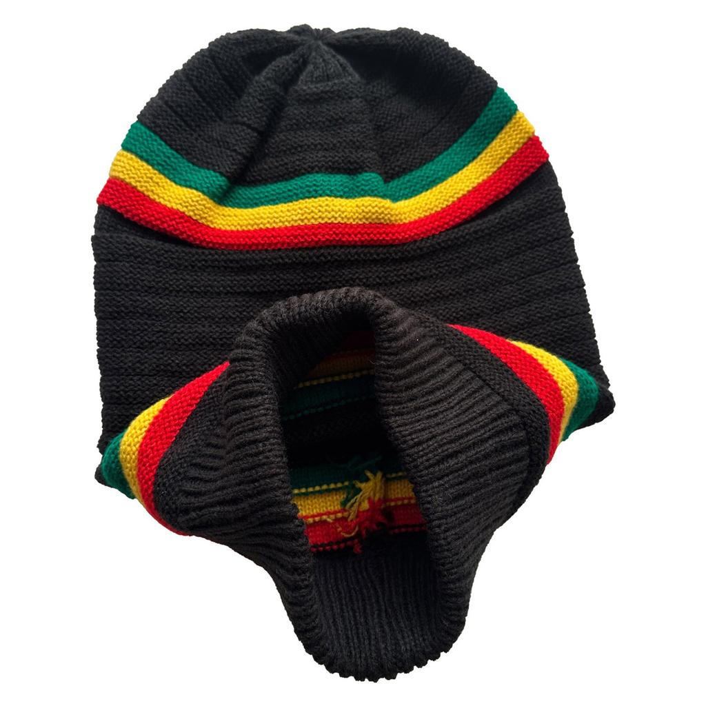 Unisex Knitted Hat Multicolor Stripe Wrinkles Hat Soft Acrylic Handmade Hat for Men and Women