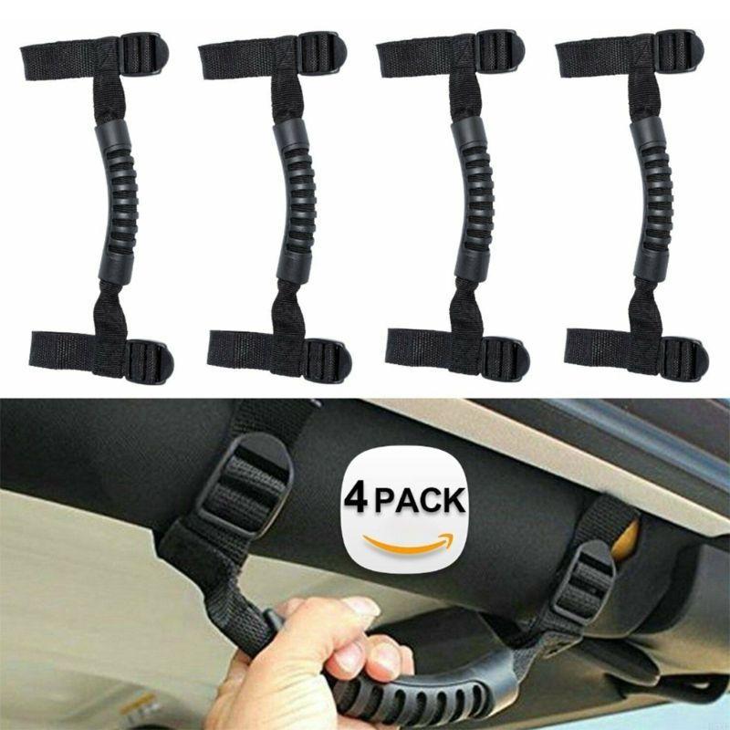 2025 New Door Pull Rope Roof Grab Handle Roll Bar Grip Strap for JK JKU TJ 2011-2016 4pcs