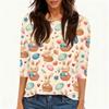Women's T Shirt Christmas Print 3/4 Sleeve Daily Weekend Fashion Basic Round Neck Regular Top