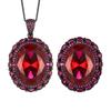 Autumn And Winter Jewelry Copper Bottom Gold Plating Simulation Red Corundum Black Gold Retro Temperament Set 15 * 20