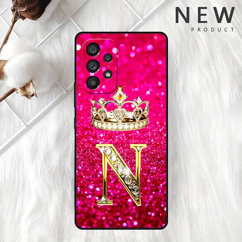 

Pink Diamonds Letter Case For Samsung Galaxy A54 A52 A14 5G A53 A12 A13 A71 A23 A34 A33 A21s Phone Cover Galaxy A53 5G